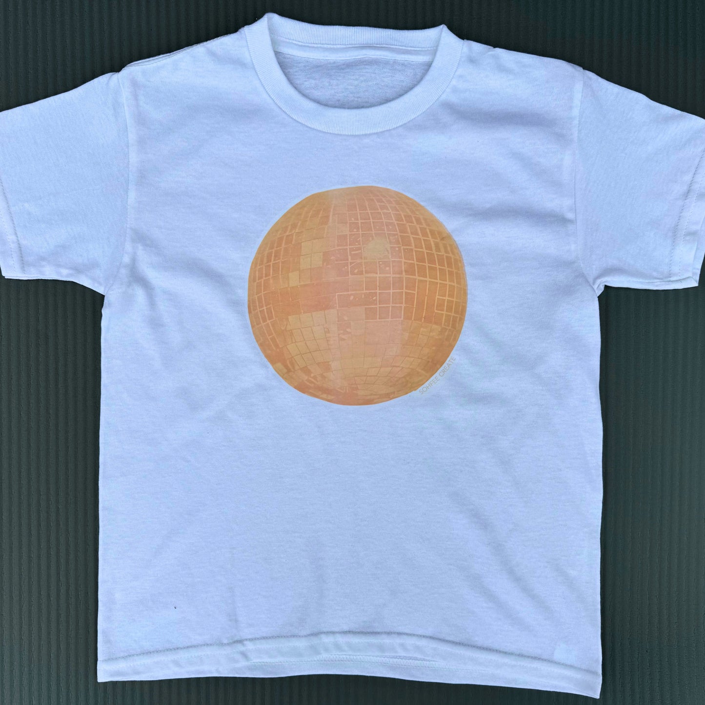 yellow mirrorball baby tee
