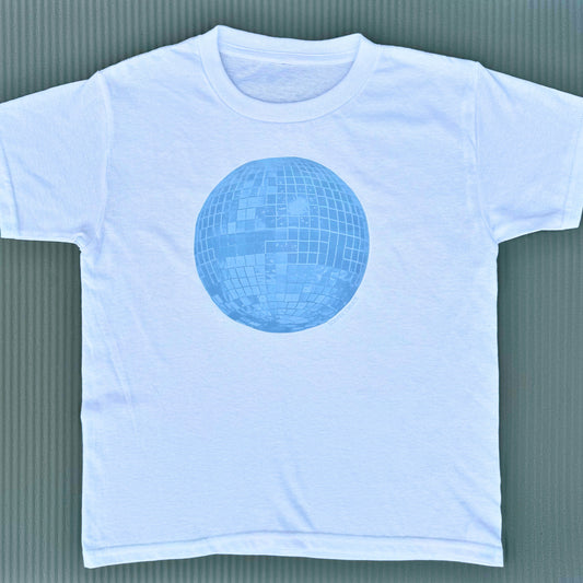 blue mirrorball baby tee