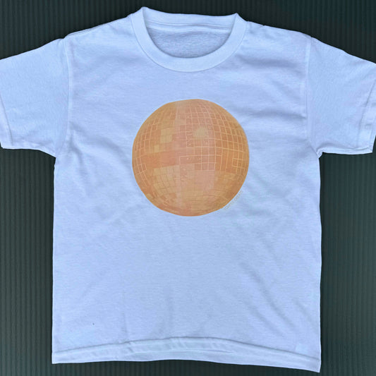 yellow mirrorball baby tee